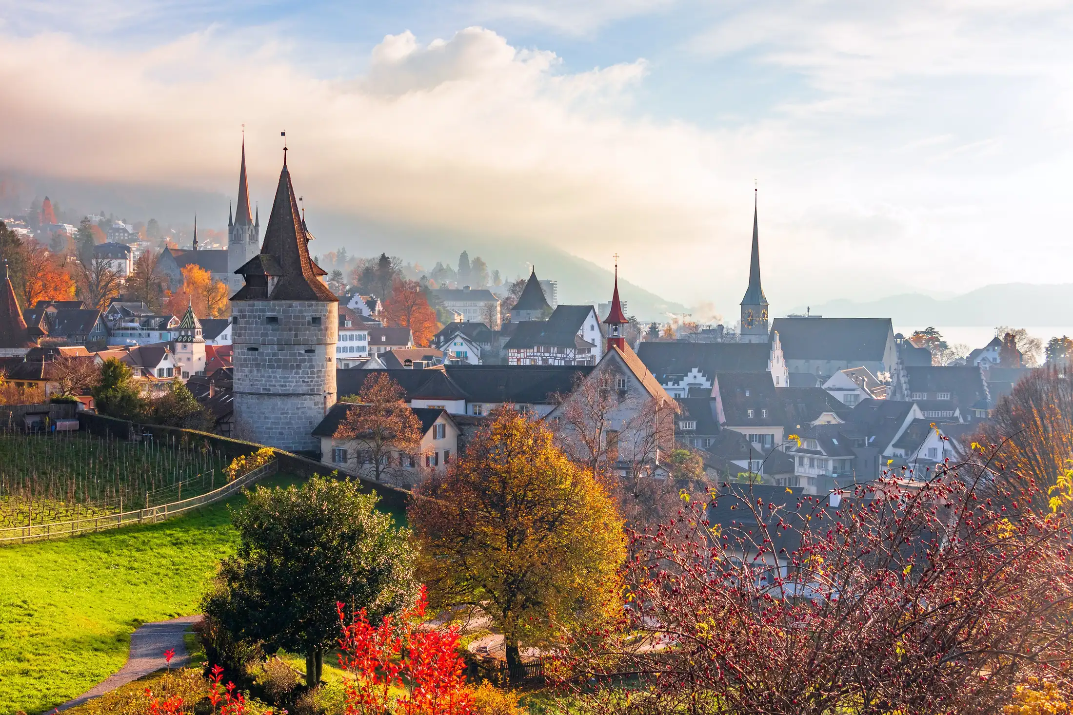 Zug old town in autumn